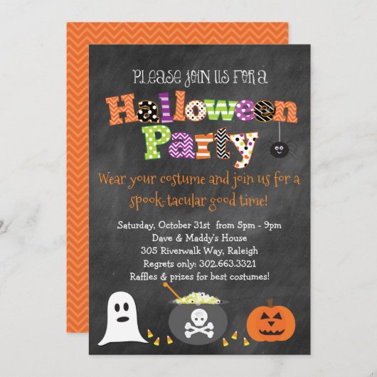 Invitation de tableau de partie de Spooktacular (Devant / Derrière)