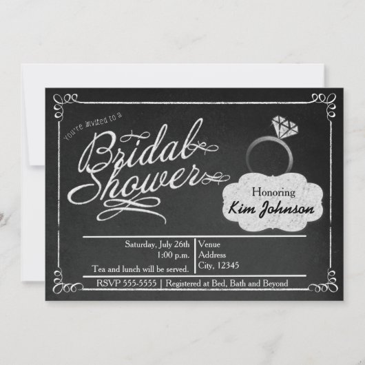 Invitation de tableau noir de craie de douche de m (Devant)