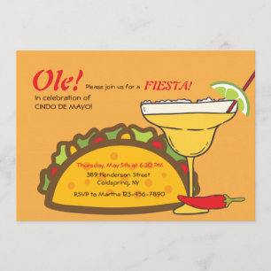 Invitation de tacos et de margaritas