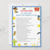 Invitation de taille de jeu de Baby shower Cowboy (Devant)
