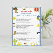 Invitation de taille de jeu de Baby shower Cowboy (Debout devant)