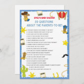 Invitation de taille de jeu de Baby shower Cowboy (Devant / Derrière)