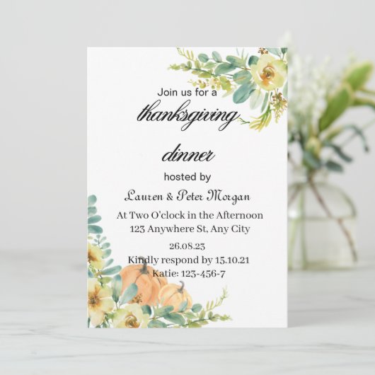 Invitation de Tanksgiving (Debout devant)