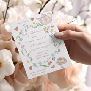 Invitation de Tea Party Baby shower Whimsical tiré
