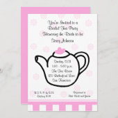 Invitation de Tea Party Fête des mariées rose (Devant / Derrière)