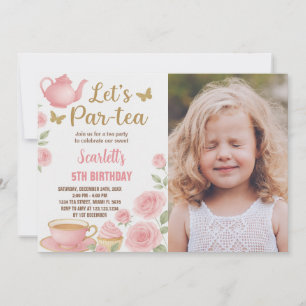 Invitation de Tea Party pour fille éditable avec p