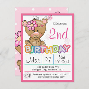 Invitation de Teddy Bear 2e anniversaire