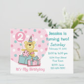 Invitation de Teddy Bear 2e anniversaire (Debout devant)