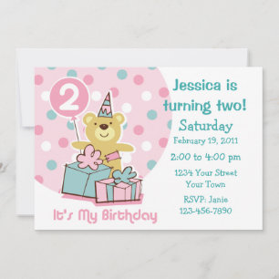 Invitation de Teddy Bear 2e anniversaire
