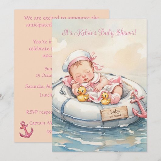 Invitation de téléchargement numérique pour bébé f (Devant / Derrière)