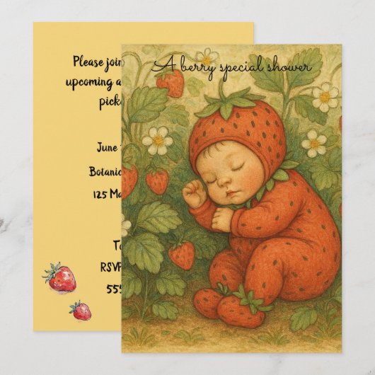 Invitation de téléchargement numérique Strawberry (Devant / Derrière)