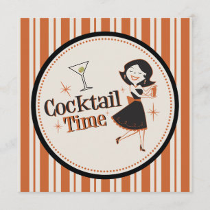 Invitation de temps de cocktail - rayures
