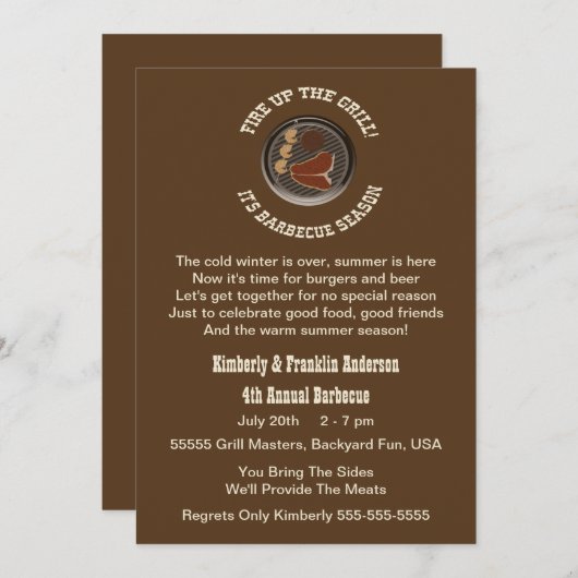 Invitation de temps de gril (Devant / Derrière)