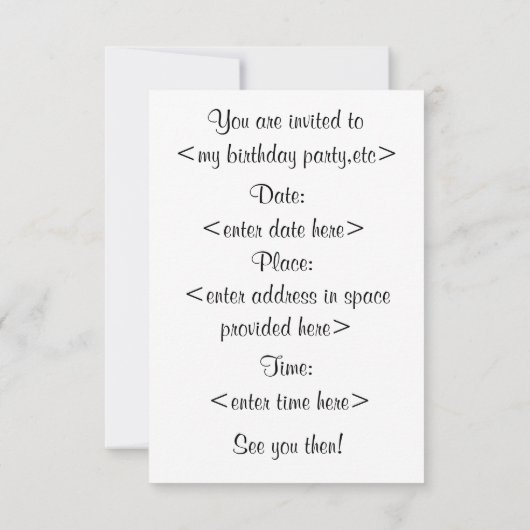 Invitation "de temps de partie" (Dos)