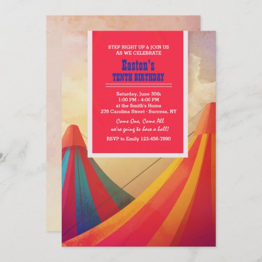 Invitation de tentes de carnaval (Devant / Derrière)