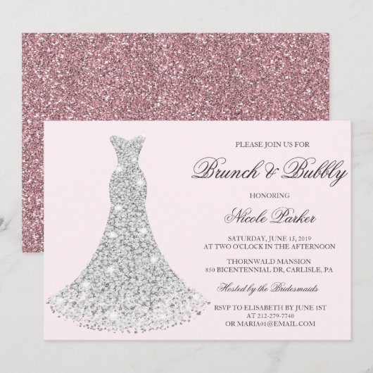 INVITATION DE TENUE DE SOIRÉE - Brunch & Bubbly (Devant / Derrière)