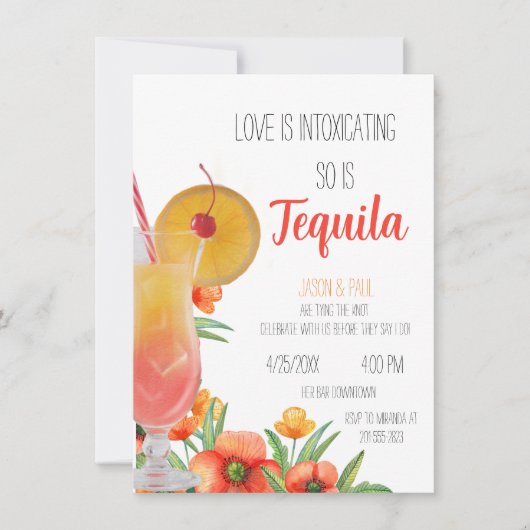 Invitation de Tequila Sunrise BachelorX Party (Devant)