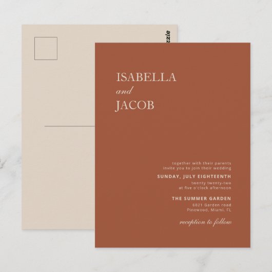 Invitation de Terracotta Boho (Devant / Derrière)