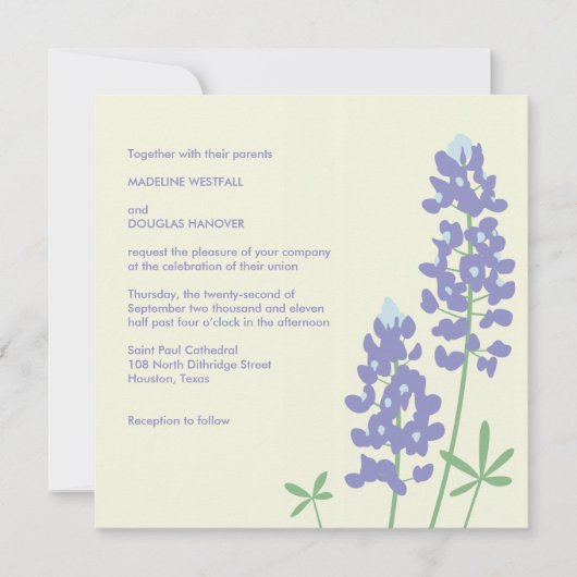 Invitation de Texas BlueBonnets (Devant)