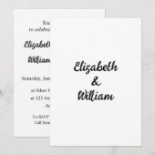 Invitation de texte calligraphie minimaliste (Devant / Derrière)
