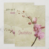 Invitation de texture d'orchidée et de feuille (Devant / Derrière)