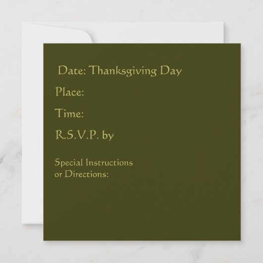 Invitation de Thanksgiving (Dos)