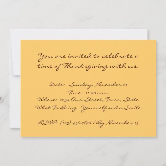 Invitation de Thanksgiving (Dos)