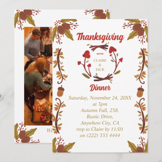 Invitation de Thanksgiving (Devant / Derrière)