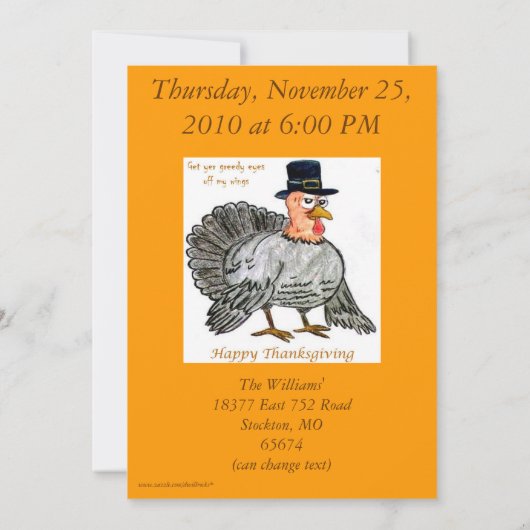 Invitation de thanksgiving (Dos)