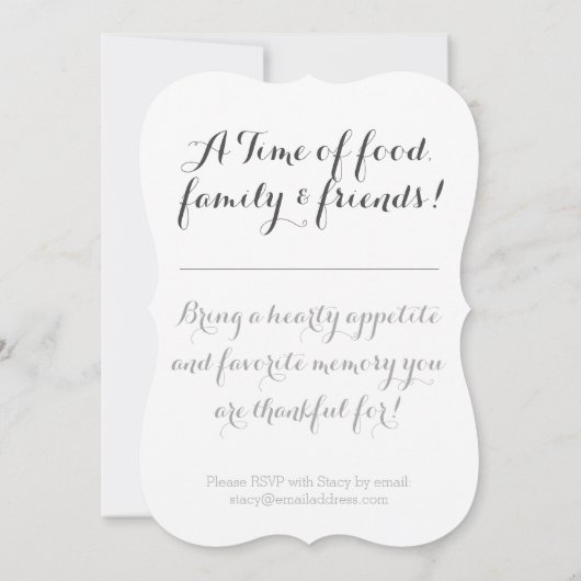 Invitation de Thanksgiving (Dos)