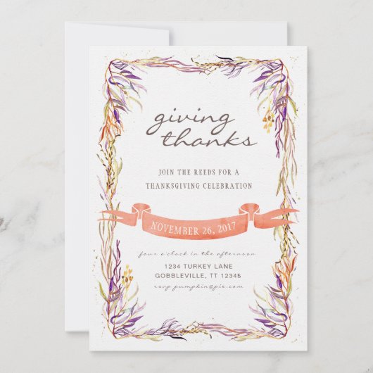 Invitation de Thanksgiving (Devant)