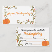 Invitation de Thanksgiving (Devant / Derrière)