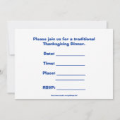 Invitation de Thanksgiving à la dinde (Dos)