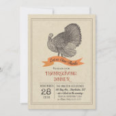 Invitation de Thanksgiving à la dinde vintage (Devant)