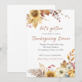 Invitation de Thanksgiving à l'aquarelle orange et (Devant / Derrière)