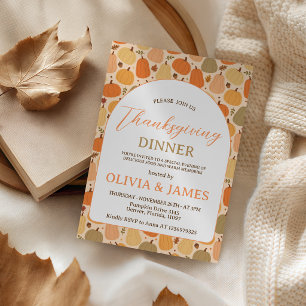 Invitation de Thanksgiving à motif de citrouille d