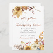 Invitation de Thanksgiving aquarelle orange et bei (Devant / Derrière)