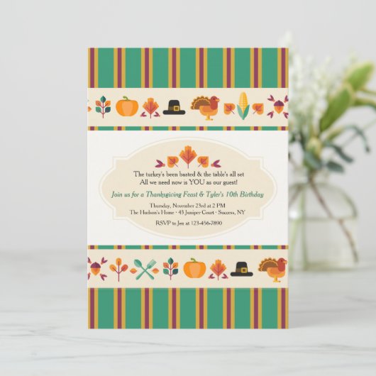 Invitation de Thanksgiving Borders (Debout devant)