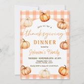 Invitation de Thanksgiving Citrouille Gingham (Devant)