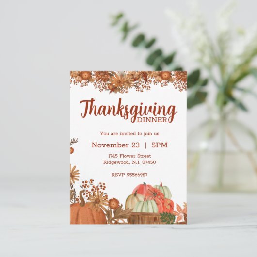 Invitation de Thanksgiving Conception d'automne (Debout devant)