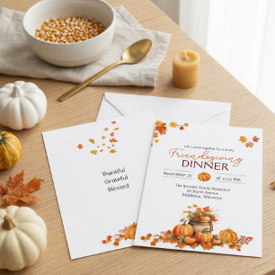 Invitation de Thanksgiving Cottagecore Boho Feuill