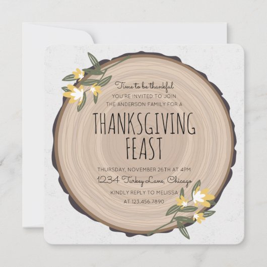 Invitation de Thanksgiving de la sculpture sur boi (Devant)