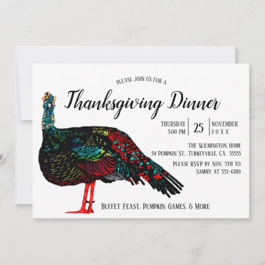 Invitation de Thanksgiving de la Turquie isolée (Devant)