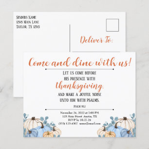 Invitation de Thanksgiving Écriture Sainte Citroui