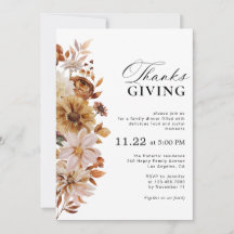 Invitation de Thanksgiving Florale d'Automne Rusti