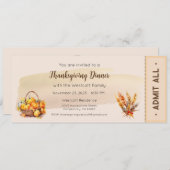 Invitation de Thanksgiving, Invitation du dîner de (Devant / Derrière)