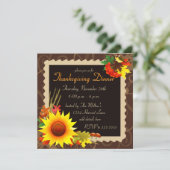 Invitation de Thanksgiving marron Fleur de soleil  (Debout devant)