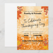 Invitation de Thanksgiving modifiable Fleur Élégan (Devant / Derrière)