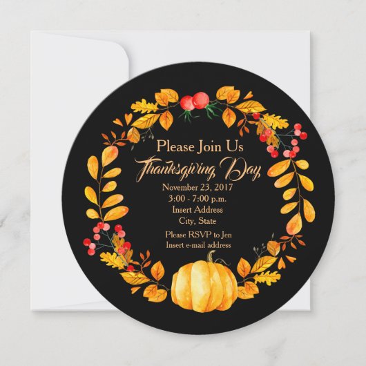 Invitation de thanksgiving personnalisée par (Devant)