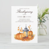 Invitation de Thanksgiving rustique avec citrouill (Debout devant)